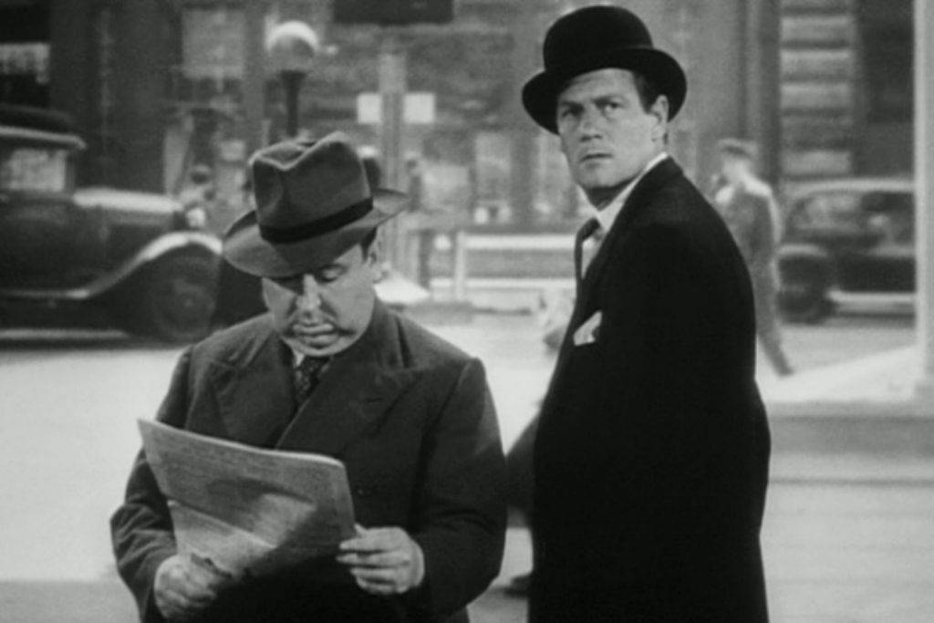 Joel McCrea con Alfred Hitchcock en Enviado especial